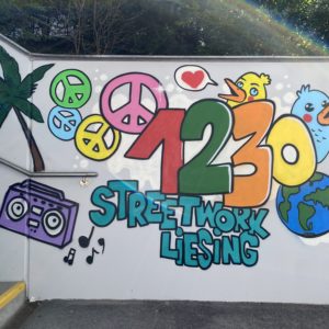 Graffiti auf der Wand des Stiegenhaus